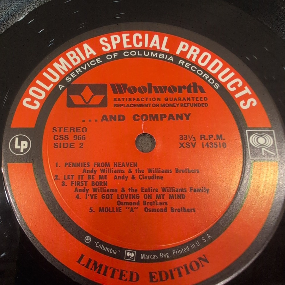 Andy Williams & Company Andy... Limited Edition Vinyl LP Columbia CSS 966 Stereo - Picture 6 of 6